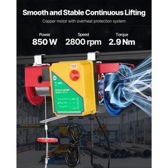 Uimoso Electric Hoist 880lbs Crane Winch with Wireless Remote Control 850W 110V