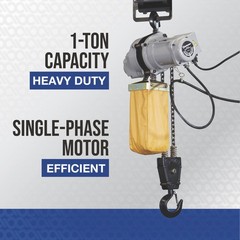 Strongway Electric Chain Hoist, 1-Ton Load Capacity, 9.8ft. Lift