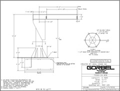 GORBEL FREESTANDING JIB CRANE – 5 TON CAPACITY, SPAN 12 FT, HUB 12 FT