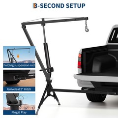 Hydraulic Pickup Truck Crane 1000lbs 360° Swivel Hoist Lift Hitch Mounted Crane