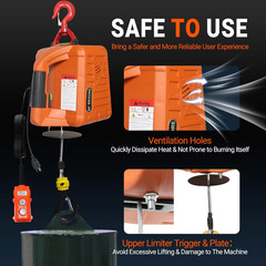 110V Electric Hoist Winch 1100Lbs Capacity 25Ft Lift Height Portable Power Winch