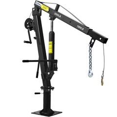 Hydraulic Pickup Truck Crane with Hand Winch, 2000-Lb Capacity, Black