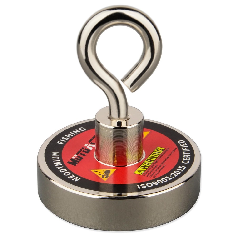 MUTUACTOR Super Strong Fishing Magnet,1.89” Neodymium 300lb Magnet, Silver