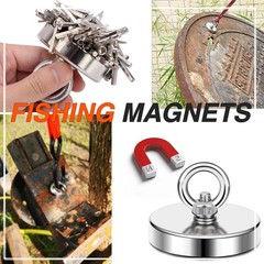 MIKEDE Fishing Magnets, 270Lbs Pulling Force 1.89″(48mm)-270lbs, Silver