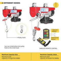 850W Electric Hoist Winch 880Lbs Engine Crane Lifting Wireless Remote Control