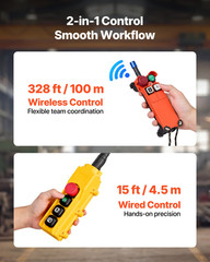 1100lb Electric Chain Hoist 20FT Lift w/ Wireless & Wired Remote 3 Phase