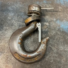 Used Crosby threaded swivel shank hoist #C Hook 1 1/4″ Opening, with latch.