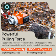 Capstan Winch Cordless Brushless Motor 2000Lb Max Pull Force Portable Li-Ion NEW
