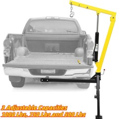 1000lbs Hydraulic Pickup Truck Crane 360° Hitch Mounted Adjustable Capacities
