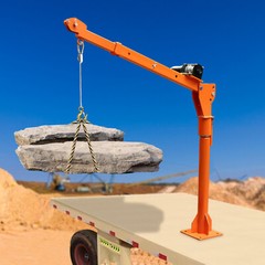 1100lbs Truck-Mounted Base Crane Hoist Lift Pickup with 12V Electric Winch New