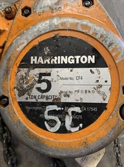Used Harrington 5 ton Chain HOIST 10ft Lift Chain CF050 5 ton Hooks chain CF4