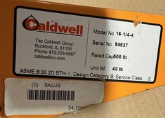 CALDWELL 16-1/4-4 LIFTING BEAM, 500 LB LOAD LIMIT, ADJUSTABLE, 8AUJ9, NEW!
