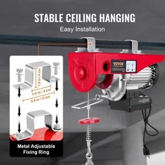 440 lbs 110V Electric Steel Wire Winch with Wireless Remote Control 480W Power