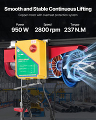 Electric Hoist, 1760 Lbs 120V Electric Winch with 328 Ft Wireless Remote Control