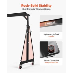 Uimoso Adjustable Gantry Crane 4400 lbs/2T Portable Hoist Frame 98.8″-146.1″
