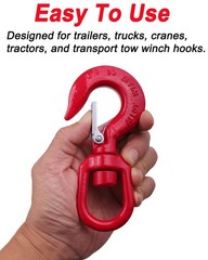 2Pcs 1 Ton Swivel Lifting Hook Heavy Duty, Round Rotating Hook with Safety La…