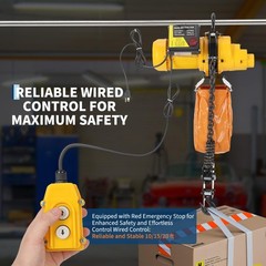 Electric Chain Hoist, 2200 lbs Load, 20 ft Lifting Height, 120V, Single Phase