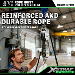 Heavy-Duty 2,000 LB Breaking Strength Hoist – 50 FT Pulley System for Lifting