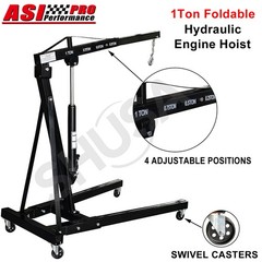 1 Ton Adjustable Folding Engine Hoist Heavy-Duty Steel Hydraulic Crane Lift ASI