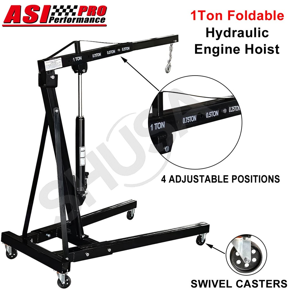 1 Ton Tonne Engine Crane Stand Hoist lift Jack Hydraulic Folding US