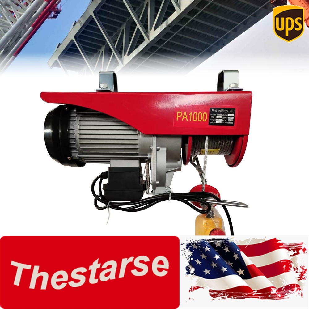 2200LB Electric Wire Cable Hoist Winch Crane Lift Overhead Remote Control PA1000
