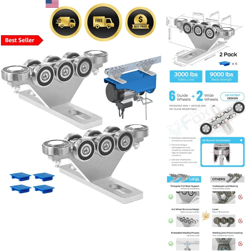 Heavy Duty Hoist Trolley 8 Wheel Unistrut Rollers for Garage Workshop Industrial
