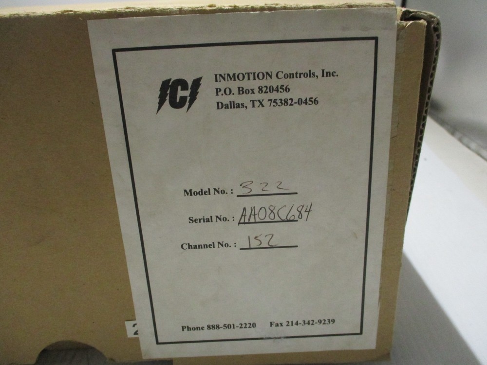 NEW INMOTION CONTROLS MODEL 322 SERIES RX RECIEVER CRANE REMOTE WIRELESS CONTROL