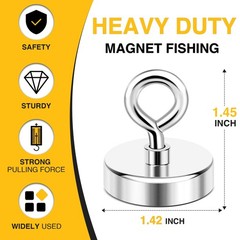 DIYMAG Neodymium Fishing Magnets, 150lbs 36mm(1.42 inches), Single Hole