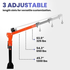 Electric Pickup Truck Crane Truck-Mounted Bed Crane Hoist Lifting w/2200lb Winch