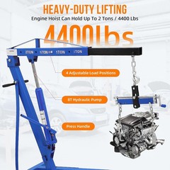 2T/4000Lbs Engine Hoist Shop Crane Lift Cherry Picker Hydraulic Pump w/ 6 Caster