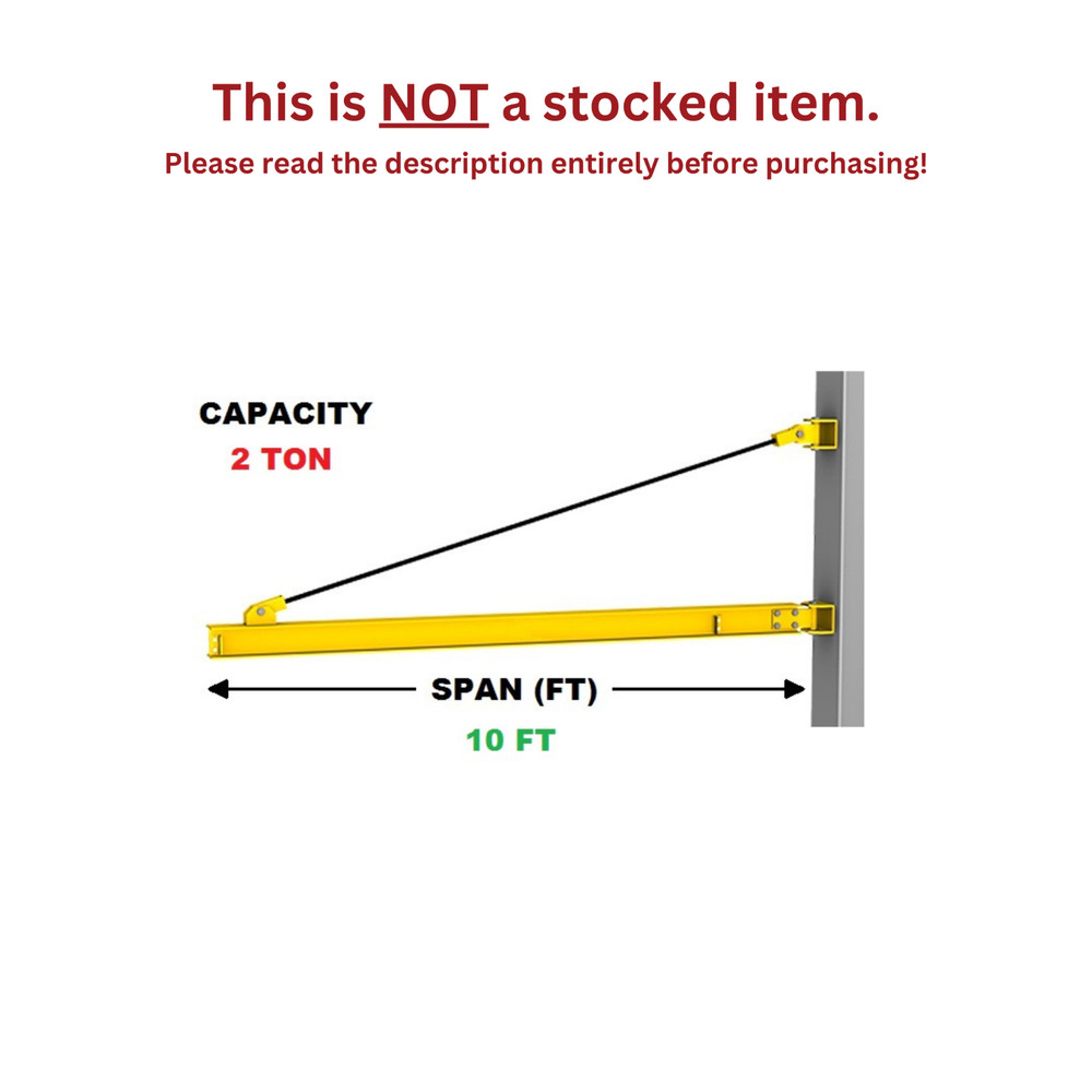 GORBEL WALL BRACKET JIB CRANE – 2 TON CAPACITY, SPAN 10 FT
