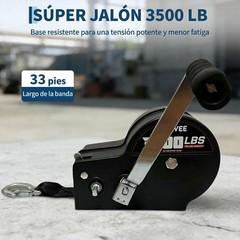 3500lbs Hand Winch with 33ft Strap 4:1/8:1 Gear Ratio for Boat Trailer Truck RV