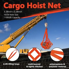 Cargo Lifting Net 1100LBS Polypropylene Polyester 3.28×3.28ft Safety Mesh Straps