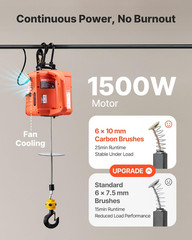 3-In-1 Electric Hoist Winch, 1100 Lbs Capacity, 1500W Portable Electric Power Wi
