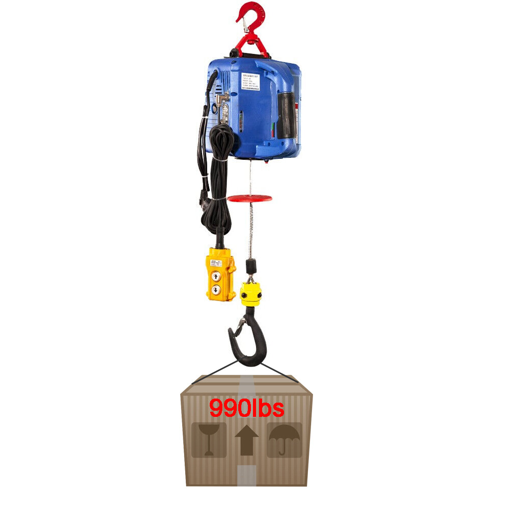 110V 450KG Wire-Controlled Hoist Crane Portable Household Winch 7.6M Power