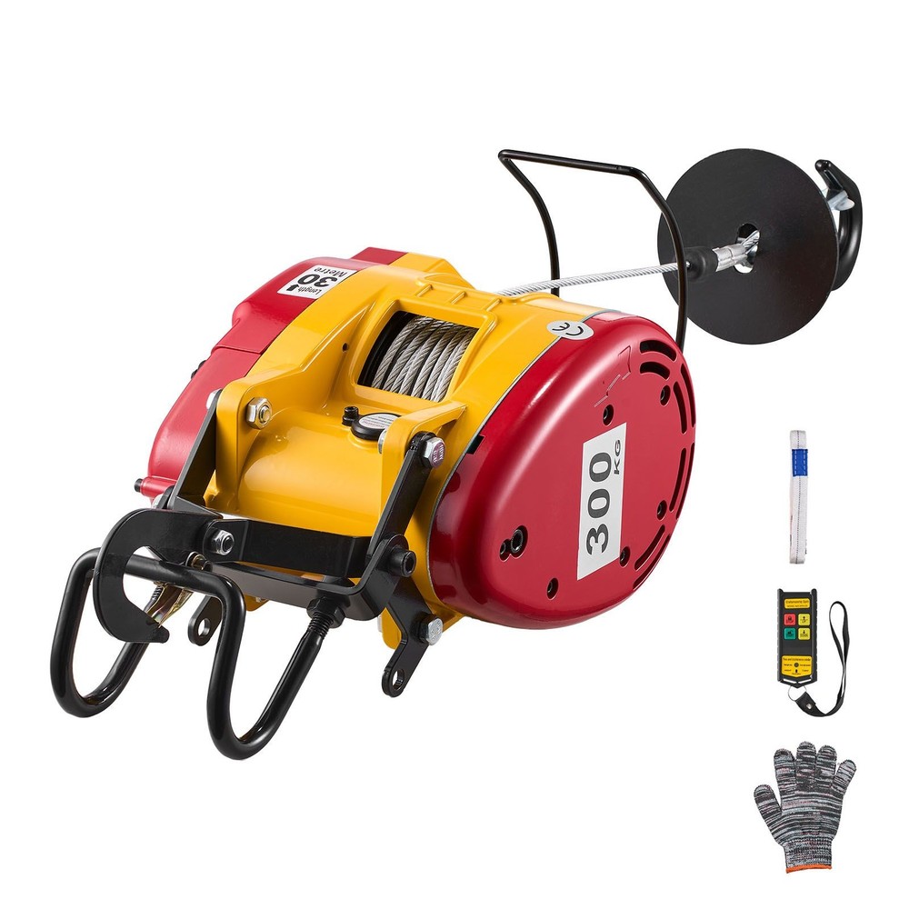 Electric Hoist Winch, 660 lbs, 1500W, 98.4 ft Lift, Wired & Wireless Remote