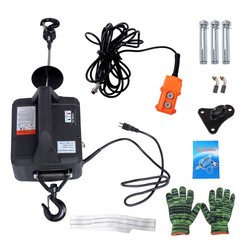 1500W 2-in-1 Portable Electric Hoist Power Winch 1100 lbs Wired Remote Control