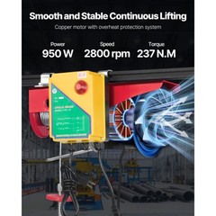 Uimoso Electric Hoist Crane Winch 1760 lbs with 328 ft Wireless Remote