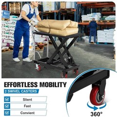500lbs Hydraulic Lift Table Cart 28.5” Lifting Height Single Scissor Lift Black