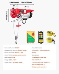 880lbs Electric Hoist with Wireless Remote Control, 110v Electric Hoist with Rem