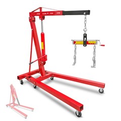 2 Ton Folding Hydraulic Engine Hoist 4400 Lb Cherry Picker With 6 Casters
