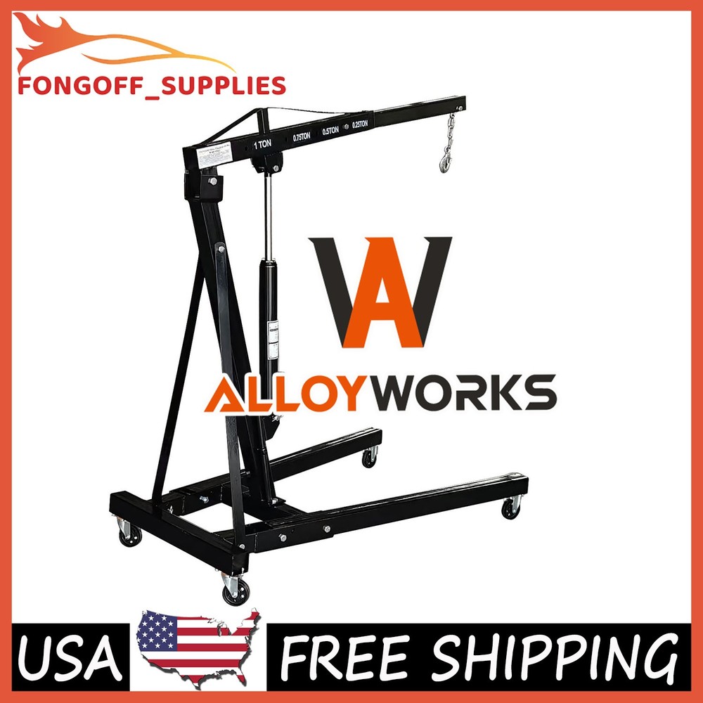 1 Ton Tonne Engine Crane Stand Hoist lift Jack Hydraulic Folding Grey NEW USA