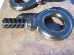 Lift ring 1-1/4″ x 3″ threads, 8-1/4″ overall length, used.