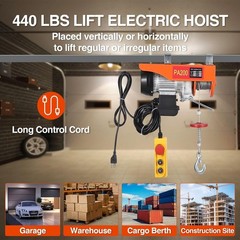 440 Lbs Electric Hoist 480W 110V Portable Electric Steel Wire Winch 13ft Lift