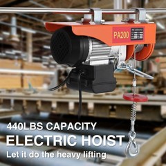 440 Lbs Electric Hoist 480W 110V Portable Electric Steel Wire Winch 13ft Lift