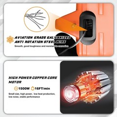 Power Electric Portable Hoist Winch 1500LBS, 3 in 1 Electric Cable Hoist 110V 2