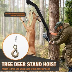 Heavy-Duty Carbon Steel Deer Hoist – 23FT Cable and Ratchet Strap for Stability