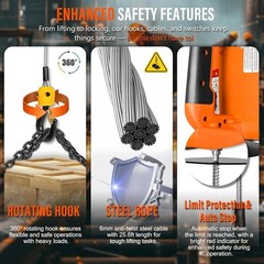 1100lb Electric Hoist Winch 1500W 120V Crane 25ft Lift Remote Safety