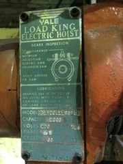 Yale Load King Electric 1 Ton Hoist 220 Volts 7.6 Amps 60 Cycle