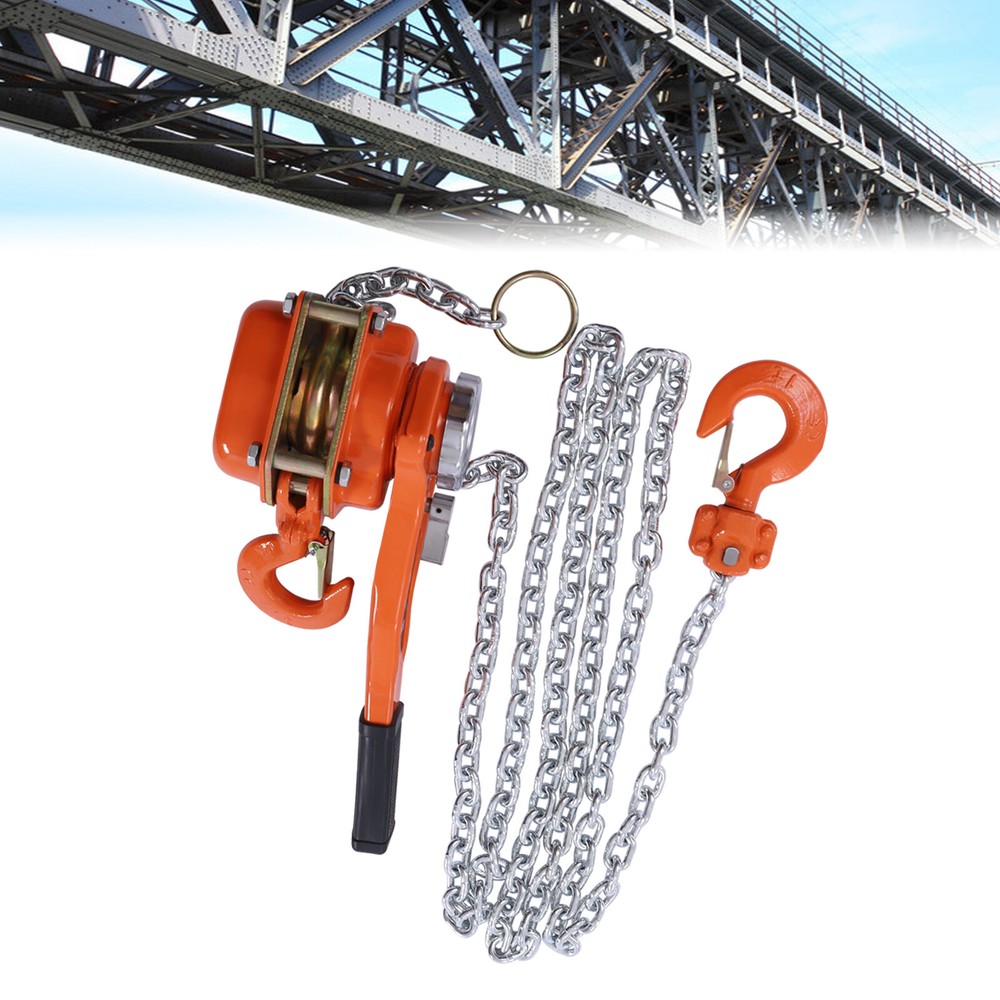 3/4 Ton Manual Chain Hoist Ratchet Type Come Along Puller 2 Hooks 10 FT Lift